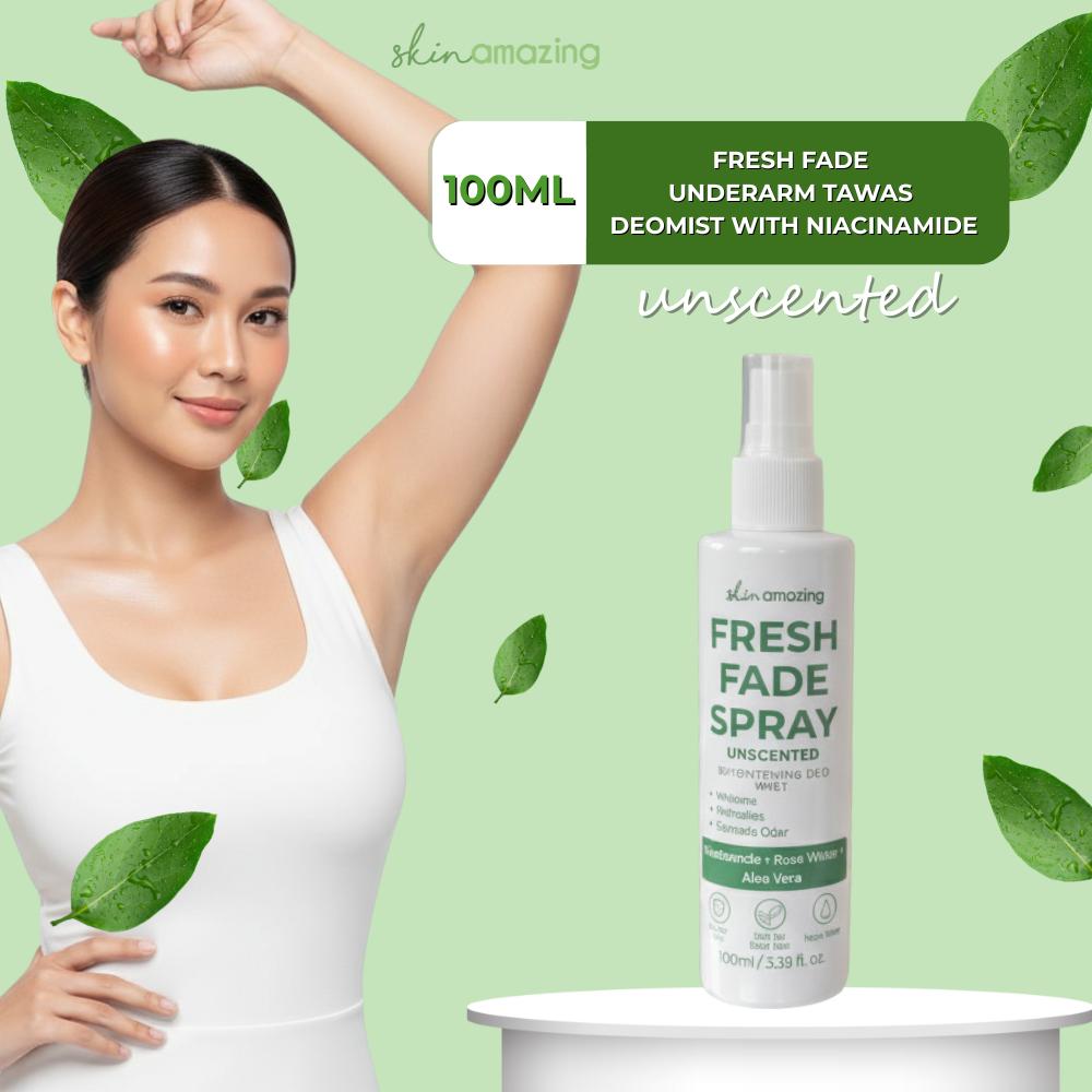 Skin Amazing Unscented Fresh Fade Spray   100ml  Underarm Deomist  Niacinamide Brightening Deodorant, Lightweight, and Controls Odor