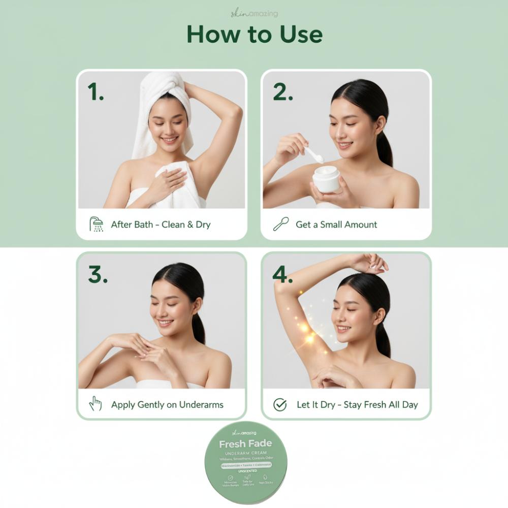 Skin Amazing Unscented Fresh Fade Underarm Cream Whitening Tawas Deodorants with Niacinamide and Calamansi Extract Non-sticky & Lightweight Tawas Deodorant Alternative Body Care Whitening