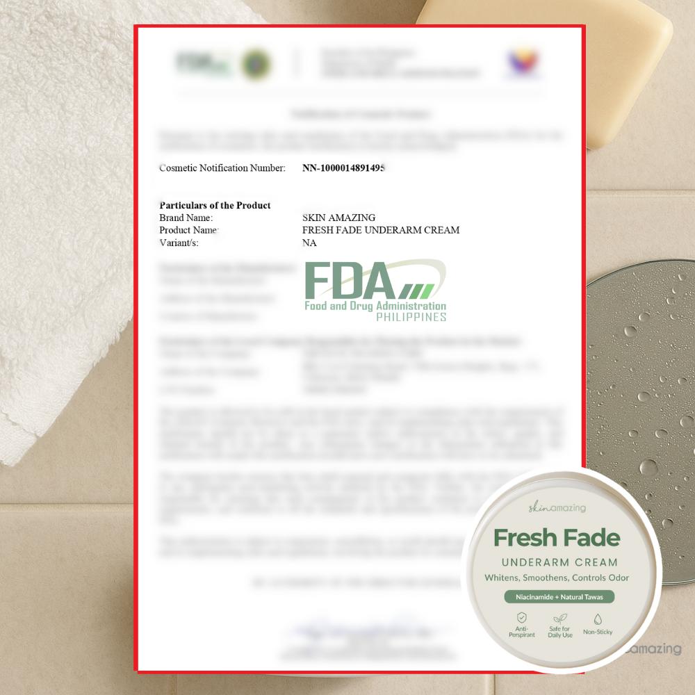 Skin Amazing Unscented Fresh Fade Underarm Cream Whitening Tawas Deodorants with Niacinamide and Calamansi Extract Non-sticky & Lightweight Tawas Deodorant Alternative Body Care Whitening