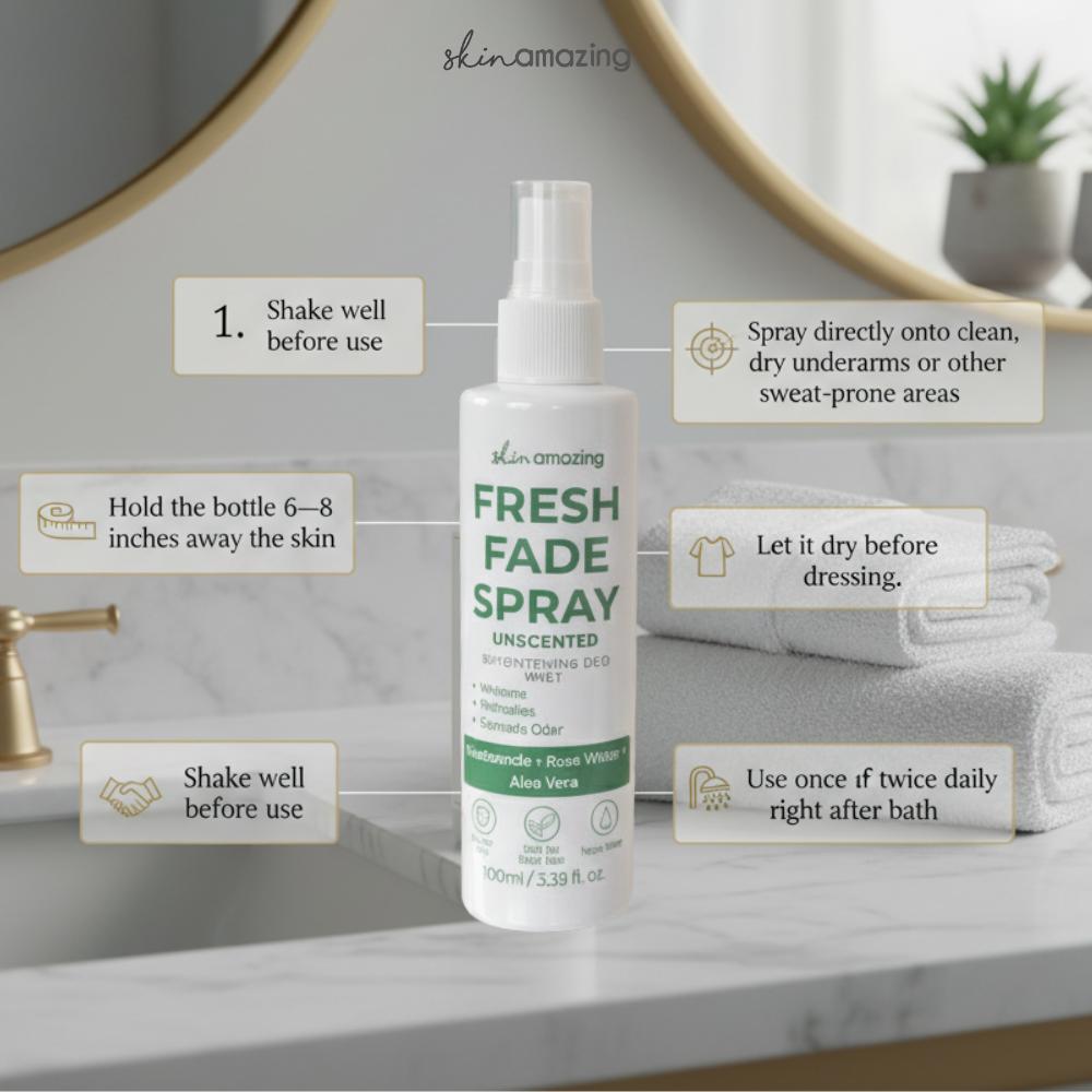 Skin Amazing Unscented Fresh Fade Spray   100ml  Underarm Deomist  Niacinamide Brightening Deodorant, Lightweight, and Controls Odor