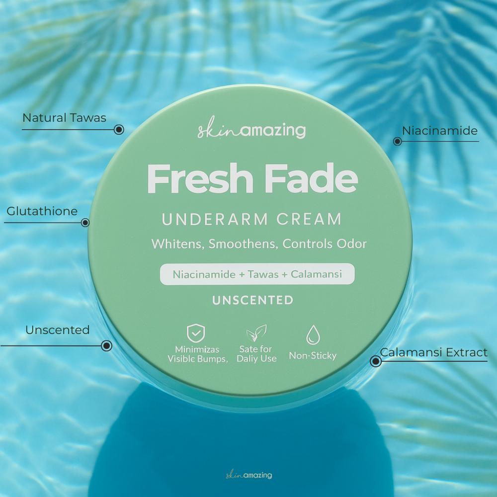 Skin Amazing Unscented Fresh Fade Underarm Cream Whitening Tawas Deodorants with Niacinamide and Calamansi Extract Non-sticky & Lightweight Tawas Deodorant Alternative Body Care Whitening