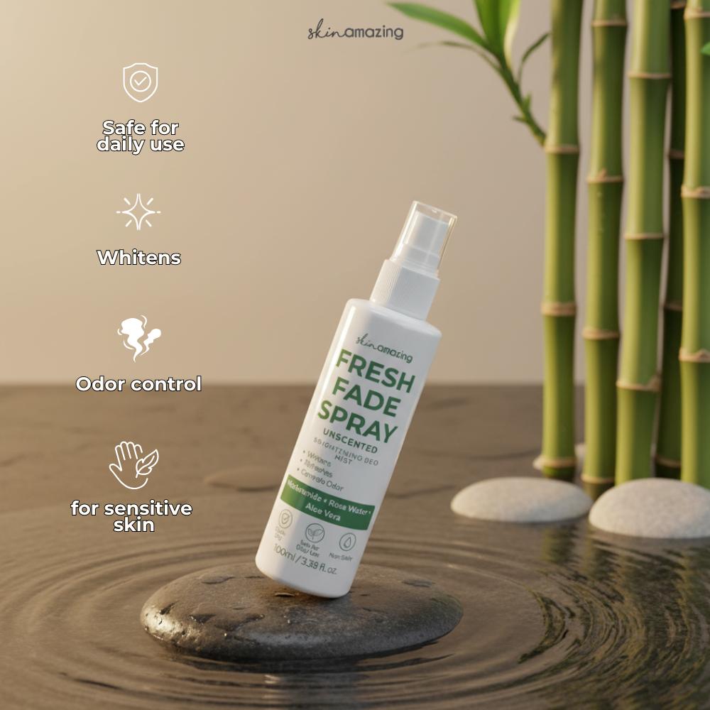 Skin Amazing Unscented Fresh Fade Spray   100ml  Underarm Deomist  Niacinamide Brightening Deodorant, Lightweight, and Controls Odor