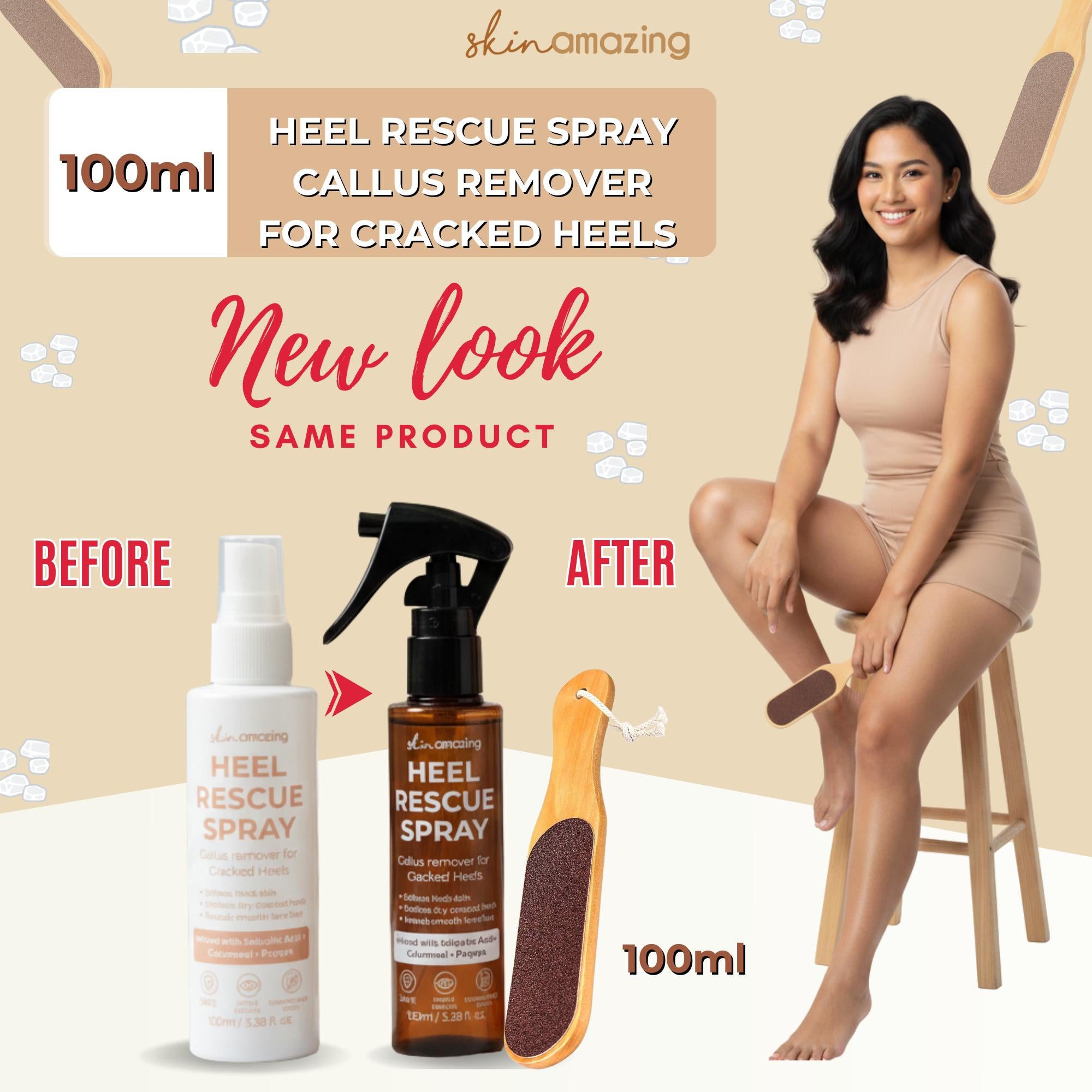 Skin Amazing Heel Rescue Spray – Callus Remover for Dry, Cracked Heels | Foot Care Spray Smooth Hydrating